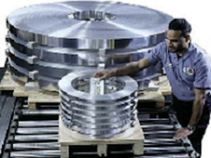 Two stacks of aluminum coil