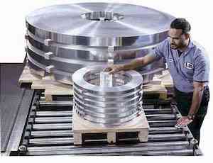Two stacks of aluminum coil