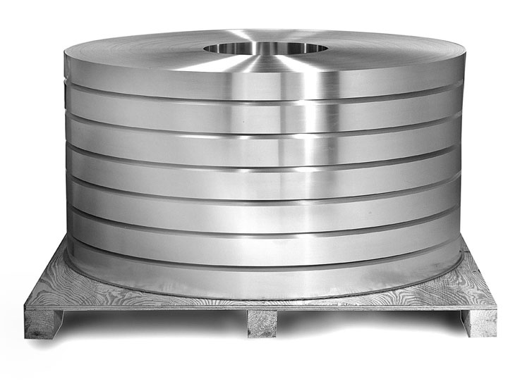 Coil of Aluminum 1100 alloy on a pallet.